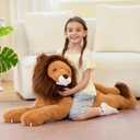 Tezituor 43.3inch Giant Lion Stuffed Animals, Realistic Large Stuffed Lion Plush Toy for Boys Girls, Hugging Soft Lion Plushy Body Pillow Birthday Decor for Adult