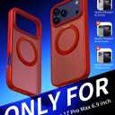 for iPhone 17 Pro Max Case Ultra-Magnetic 360 Spin Stand [Military Drop Protection] [Compatible with MagSafe] Shockproof Translucent Matte Slim Ring for iPhone 17 Pro Max Phone Case, Red