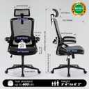 Fizzin Ergonomic Office Chair, 400 LBS Computer Chairs with Adjustable Lumbar Support, Breathable Mesh Desk Chair Ergonomic with Thickened Cushion, Comfy Home Office Desk Chair (Black), Medium