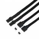 Angitu for 2pcs / lot Corsair Fan RGB ARGB Adapter Cable with Black PET Sleeved HD LL120 140 QL 3Pin 4Pin Fan to 5V 3Pin RGB LED Cable 50cm (RGB-3Pin Female Black Sleeved)