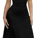 SOLY HUX Women's Square Neck Formal Dress Sleeveless Flowy A Line Ruched Waist Elegant Long Dresses L 