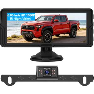 Backup Camera for Truck, 6.86" HD 1080P Rear View Monitor Kit, Wired Backup Camera System with Night Vision, 2 Channel, IP69K Waterproof, Optional Dual Bracket, Plug & Play for Car RV Trailer Tractor