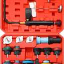 18PCS Radiator Pressure Tester Kit | Coolant Pressure Tester Kit,Radiator Pressure Pump Cooling System Car Leak Tester Detector Tool Water Tank Adapter Auto Coolant Vacuum Purge Head Gasket