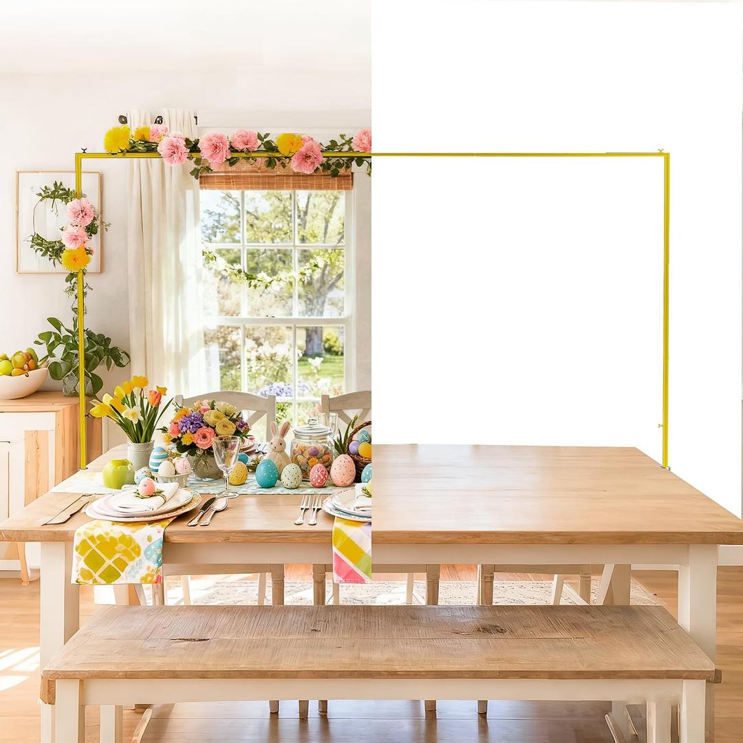 Over The Table Rod Stand with Clamps, Adjustable 28"-69" Tall 31"-98" Wide, Heavy Duty Metal Table Arch Stand for Wedding Birthday Anniversary Halloween Christmas Party Decor (Yellow)