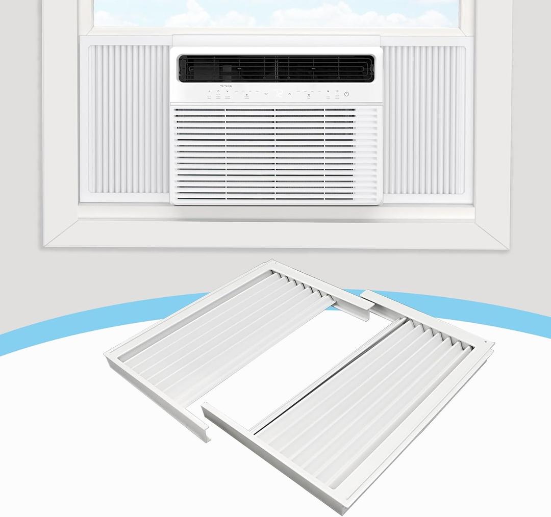 Air Jade Window Air Conditioner Side Panels, Window AC Side Panels with Frame for 10,000 Btu Units, Room Air Conditioner Accordion Filler Curtain Replacement Kit