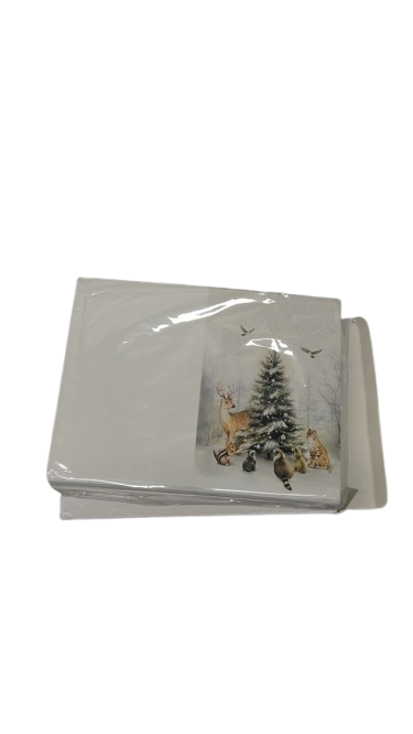 Decorating the Tree Animal Cards with Glitter Embellishment, Full Color Designed Envelopes, Beautiful Keepsake Cards