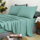TUMEI 100% Linen Bed Pillow Cases Queen Size(25.98"20.08") - Set of 2 Linen Standard Pillow Covers Washed Solid Color Natural Flax Soft Breathable, Ocean Blue Queen