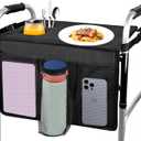 Walker Tray for Folding Walker, Premium Tray for Walker for Seniors with Cup Holder, Walker Trays for Rolling Folding Walker, Walker Accessories for Seniors (Black)