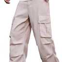 Baggy Denim Cargo Pants for Men with Pockets Mid Weight Wide Leg Hip Hop Skater Jeans Streetwear (Small, B20 Khaki)