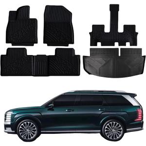 2026 Palisade Floor Mats Only Gas 7-Seat All Weather TPE Cargo Mat for Hyundai Palisade Accessories 2026 Include 1st & 2nd & 3rd Row Automotive Floor Mats Winter Slush Car Mat