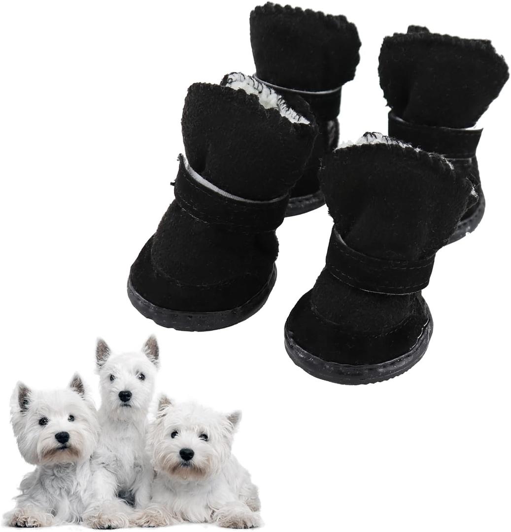Snow Boots for Dogs, Dog Booties for Small Dogs, Cat Snow Boots, Dog Booties Anti Slip Black Size 1