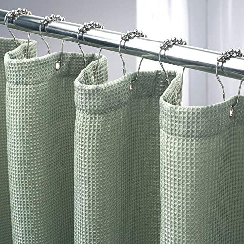 AmazerBath Waffle Stall Shower Curtain, Sage Green Shower Curtain Fabric, Hotel Quality Bathroom Shower Curtains, Heavy Duty, 36 x 72 Inches