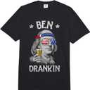 Lique Patriotic Ben Drankin 4th of July Benjamin Franklin Men Women USA Flag Comfort Colors Adult Heavyweight T-Shirt, Size M
