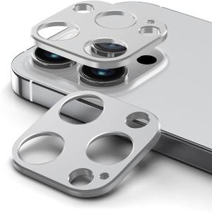 iPhone 15 Pro Max Lens Protector [2 Pack] Premium Metal Alloy No Glass Camera Cover for iPhone 15 Pro/15 Pro Max, Scratch Resistant Impact Protection Case Friendly Easy Install, Silver