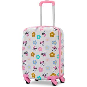 American Tourister Minnie Mouse Carry-On Luggage - Airline Approved, Durable Hardshell with Vibrant Minnie Mouse Design - Roll Confidentially with Spinner Wheels & Colorful Adjustable Handle