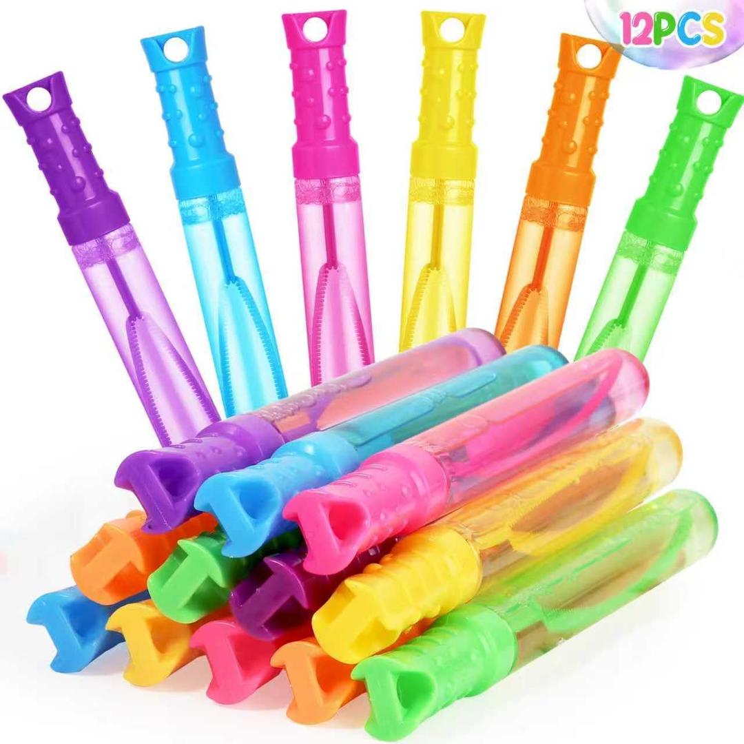 Bubble Wand, 12 Pcs Bubble Wands Bulk in 6 Colors, Bubble Party Favors for Kids, Summer Toys, Indoor Outdoor Activity, Themed Birthday, Wedding, for Girls & Boys