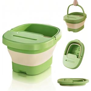 Collapsible Foot Bath Basin for Soaking Feet with a Lid,Foot Soak Tub with Massage Acupoint,Multifunction Laundry Basket with Handle, Home Spa Treatment.