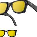 Polarized Clip-ons for Ray-Ban Meta Wayfarer (RW4008 & RW4012 Large 53-22), Discoloration Clips Compatible with Ray-Ban Meta Wayfarer Gen 2 Protect Your Eyes, Cool and Fashion (Yellow, Large)