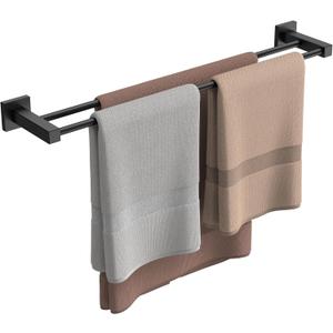 FORIOUS Double Towel Bar Racks Holder for Bathroom 24 Inch, Heavy Duty SUS304 Stainless Steel Square Dual Towel Rail Wall Mount, Matte Black FORIOUS Double Towel Bar Racks Holder for Bathroom 24 Inch, Heavy Duty SUS304 Stainless Steel Square Dual Towel Rail Wall Mount, Matte Black