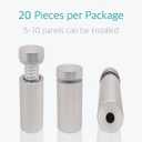 Lantee Standoff Screws - 20Pcs 3/4 x 2 Inch Stainless Steel Standoff Wall Mounts for Acrylic/Glass/Panel/Store Sign, 19 x 50mm