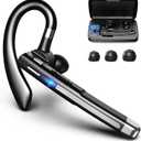Bluetooth Headset, Wireless Bluetooth Earpiece with mic Trucker Headset for Phone Case Office Phones Built-in Microphone Manos Libres Noise Cancelling (Black)