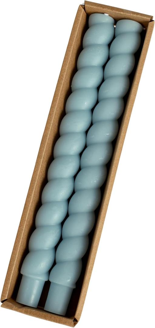 Creative Co-Op Twisted Taper Candles in Box, Blue, Set of 2