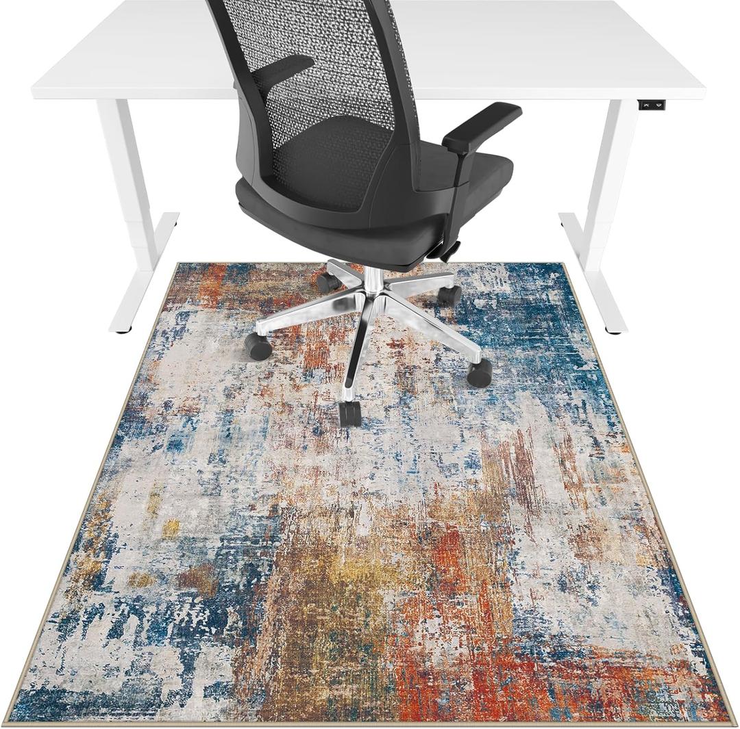 Office Chair Mat for Hardwood Floor & Tile Floor,36"X 48" Heavy Duty Desk Chair Mat for Hard Floors, Under Desk Rug for Rolling Computer Chair,Anti Slip,Low Pile Carpet Floor Protector-Abstract Multii