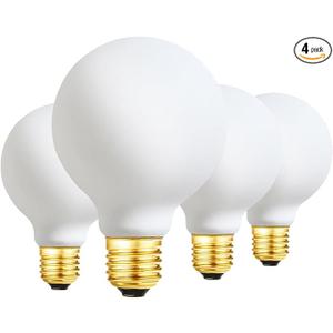 LVYE G25 LED Light Bulb E26 Base Matt Opal Porcelain Soft White 3000K Dimmable Edison 6W Led Globe Bulb,600LM,60 Watt Equivalent,Outside Frosted Glass,G80 Vintage LED Edison Globe Light Bulb,3 Pack.
