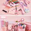 LXEVIHK 21Pcs Pink Desk Organizers and Accessories With Mesh Desk Organizer and 360 Rotating Pen Holder and a Lot of Office Pink Office Supplies Beautifully Presented in a Gift Box