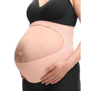 Momcozy Pregnancy Belly Band, CozySupport Ergonest Maternity Belly Band, Invisible Pregnancy Belt for Back, Abdomen, Waist (XX-Large, Oyster Pink)