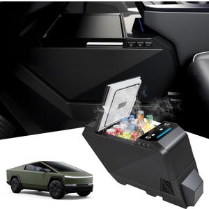 18L Refrigerator for Tesla Cybertruck 20232025, Floor Centre Console Fridge Freezer with Rapid Cooling (21F68F), Plug-and-Play 110V Car Cooler for Camping, Road Trips & Daily Use