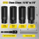 Topec 6PCS Deep Lug Nut Removal Tool, 1/2" Drive Lug Nut Extractor Set, 17,19,21,22MM Wheel Lock Removal Kit, Spark Plug Extractor Socket Set for Stripped, Rounded, Damaged Bolts & Studs