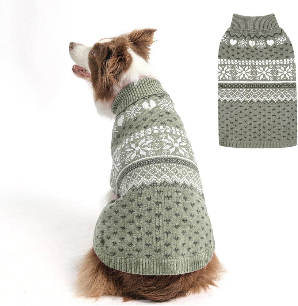 HOMIMP Dog Sweater Argyle - Warm Sweater Winter Clothes Puppy Soft Coat, Ugly Dog Sweater for Small Medium and Large Dogs, Pet Clothing Boy Girl, Grey S