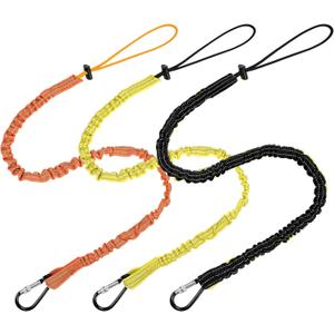LEIFIDE 3 Pcs Tool Lanyard with Aluminum Screw Lock Buckle Retractable Bungee Cord 17.6lb 8kg Tough Adjustable Tether Tool Harness Fall Protection Tether for Construction(Black, Yellow, Orange)