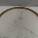 aboxoo Coffee Table Nesting White Set of 2 Side Set Golden Frame Circular Round and Marble Pattern Wooden Tables, Living Room Bedroom Apartment Modern Industrial Simple Nightstand