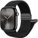 Magnetic Braided Stretchy Loop - Compatible with Apple Watch Band 42mm 46mm 40mm 41mm 44mm 45mm 38mm Ultra/2 49mm Women Men,Elastic Woven Fabric Nylon Strap for iWatch Ultra Series 10 9 8 7 6 5 4 3 SE