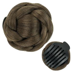 IMISSU Braided Chignon Dancer Hair Donut Hairpieces Scrunchie Claw Hair Bun Updo for Wedding Party (M1 Mix Brown)