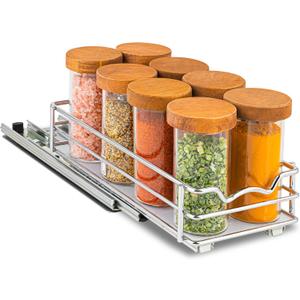 Pull Out Cabinet Organizer for Spices, Cans - Heavy Duty - Pull Out Spice Rack- Cabinet Pull Out Shelf for Cans,Dishes, Etc, 4-1/2"W x 10-1/2"D x 2-3/4H, Chrome (4.5 Inch - Single)