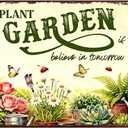 Garden Signs for Outside Plants Garden Wall Art Decor Gardening Gifts Decorative Outdoor to Plant A Garden Is to Believe in Tomorrow Tin Sign Metal Flower Garden Yard Signs Greenhouse Decor 8x12 Inch