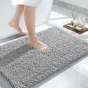 Yimobra Chenille Bathroom Rugs - 32"x20" Super Luxury Soft & Absorbent Quick Dry - Non Slip Bath Mat for Tub Shower - Machine Washable - Gray (Grey)
