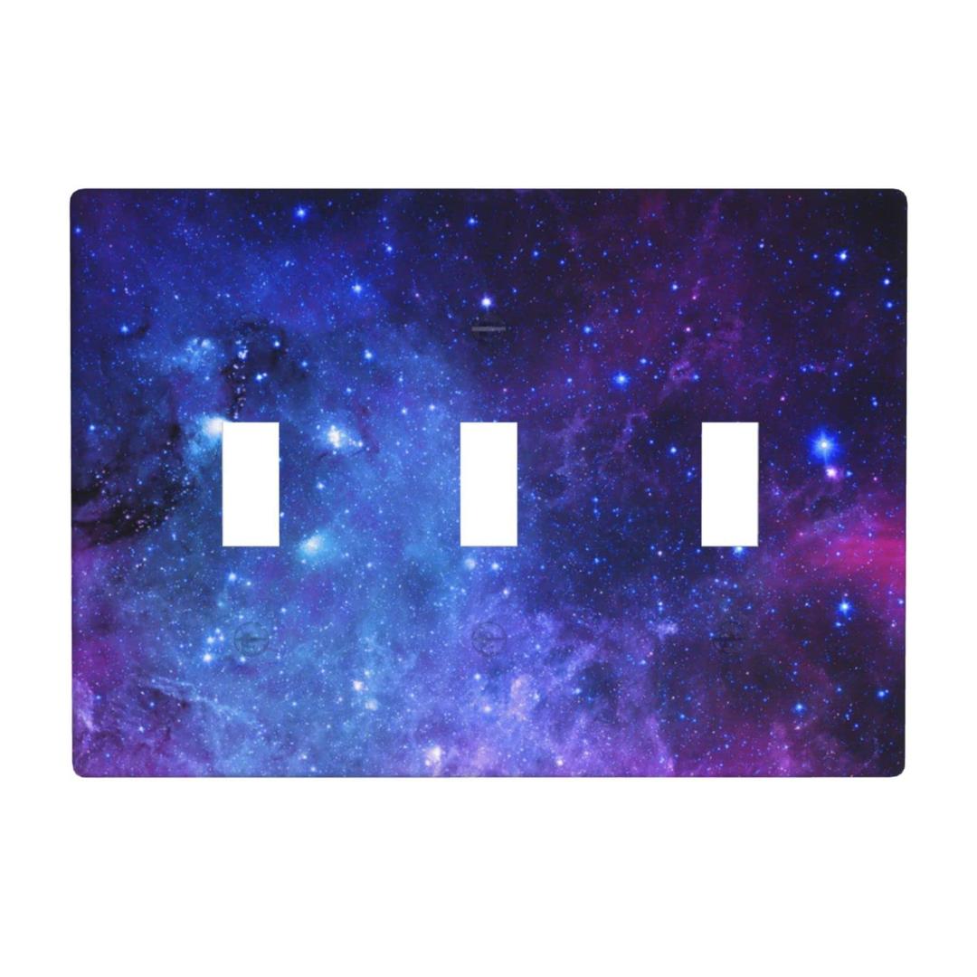 Galaxy Light Switch Cover Decorative Triple Toggle Wall Plate 3-Gang Art Print Faceplate for Bathroom Home Bedroom Decor 4.50" x 6.38"