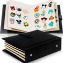 Portable Enamel Pin Album, CollectHall Pin Trading Book, to Display and Trade Your Disney Pins, 42 Pins Capacity, PU Leather Pin Holder, Fit Rubber Pin Back, Black, CHMTC11-H