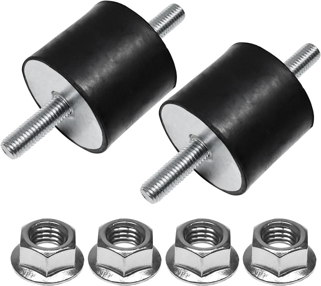 2 Pcs M12 60 x 50 mm Rubber Isolator Mounts Double Studs Shock Absorber with 4 Pcs Locknuts, Cylindrical Anti Vibration Isolation Damping Mounts for Compressors Pumps Generators Motor Engines