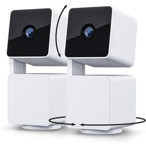 WYZE Cam Pan v3 Indoor/Outdoor IP65-Rated 1080p Pan/Tilt/Zoom Wi-Fi Smart Home Security Camera with Color Night Vision, 2-Way Audio, Compatible with Alexa & Google Assistant, White, 2-Pack