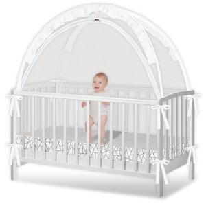 Crib Tent - Crib Net to Keep Baby in, Stop Baby from Climbing Out of Crib, Pop Up Crib Tent with Durable Breathable Net Double Zipper Strong Rods Installation Convenience (Black Line, Large)