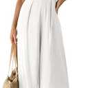 ANRABESS Jumpsuits for Women Summer Dressy Casual Linen Romper Sleeveless V Neck High Waist Wide Leg Beach Vacation Outfits, M