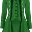 VNVNE Women's Gothic Steampunk Corset Halloween Costume Coat Victorian Tailcoat Jacket (Medium, Green)