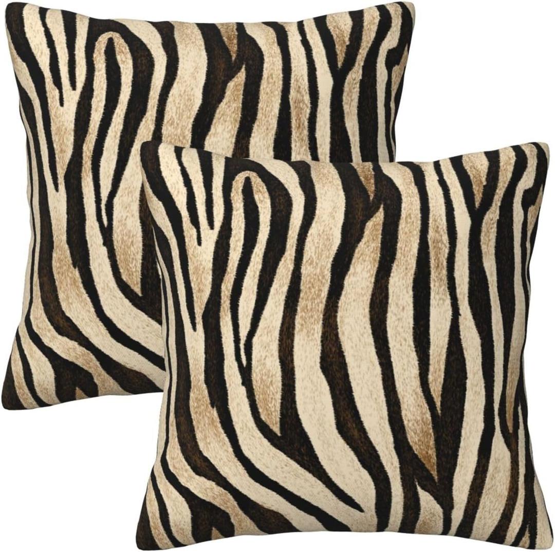 Yinzaishe Animal Tiger Skin Print Black and Gold Throw Pillow Cover 18x18 Inch Set of 2 Home Deco Square Pillow Case Cushion Covers for Bed Sofa Living Room Indoor and Outdoor