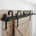 WINSOON 4FT-16FT Metal Sliding Bypass Barn Wood Door Hardware Kit System Bending Design Wall Mount Bracket Fit Double Wooden Doors (8FT)