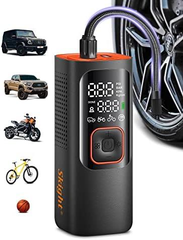 Skight Tire Inflator Portable Air Compressor - Powerful 160PSI & 2X Faster, Accurate Pressure LCD Display, Cordless Easy Operation - Portable Air Pump for Car, Motorcycle, E-Bike, Ball